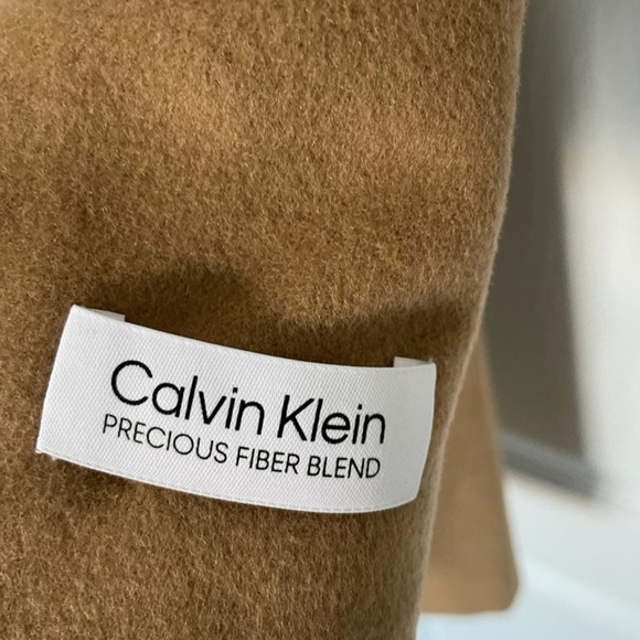 NWT Calvin Klein Classic Single Breasted Wool Cashmere Coat in Camel - Picture 10 of 15